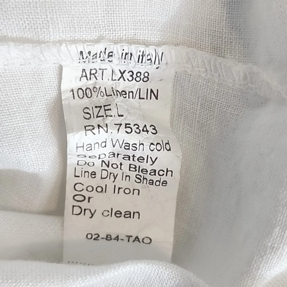 Lungo L'arno Shirt 100% Linen Mother Of Pearl Buttons Long Sleeves White Size L - Picture 12 of 12